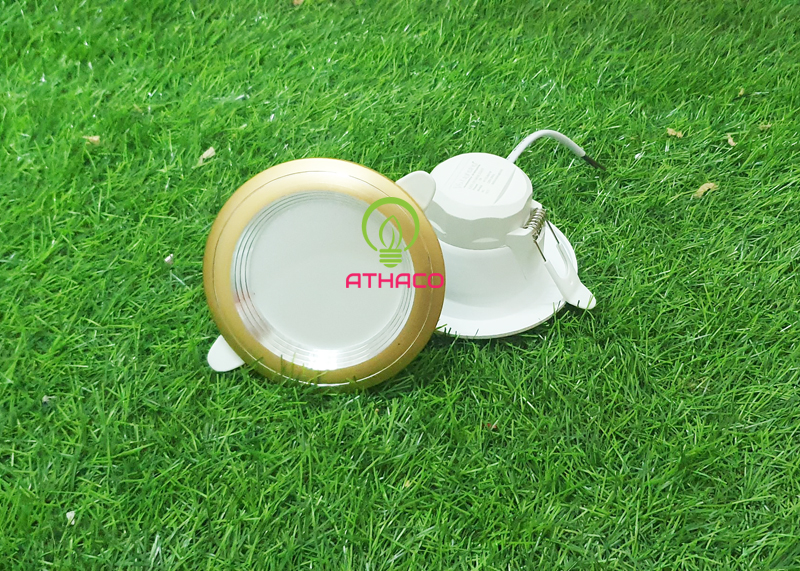 Đèn LED Âm Trần 7W 3 Chế Độ D76 Viền Vàng Đèn led âm trần 3 chế độ 7W viền vàng Athaco