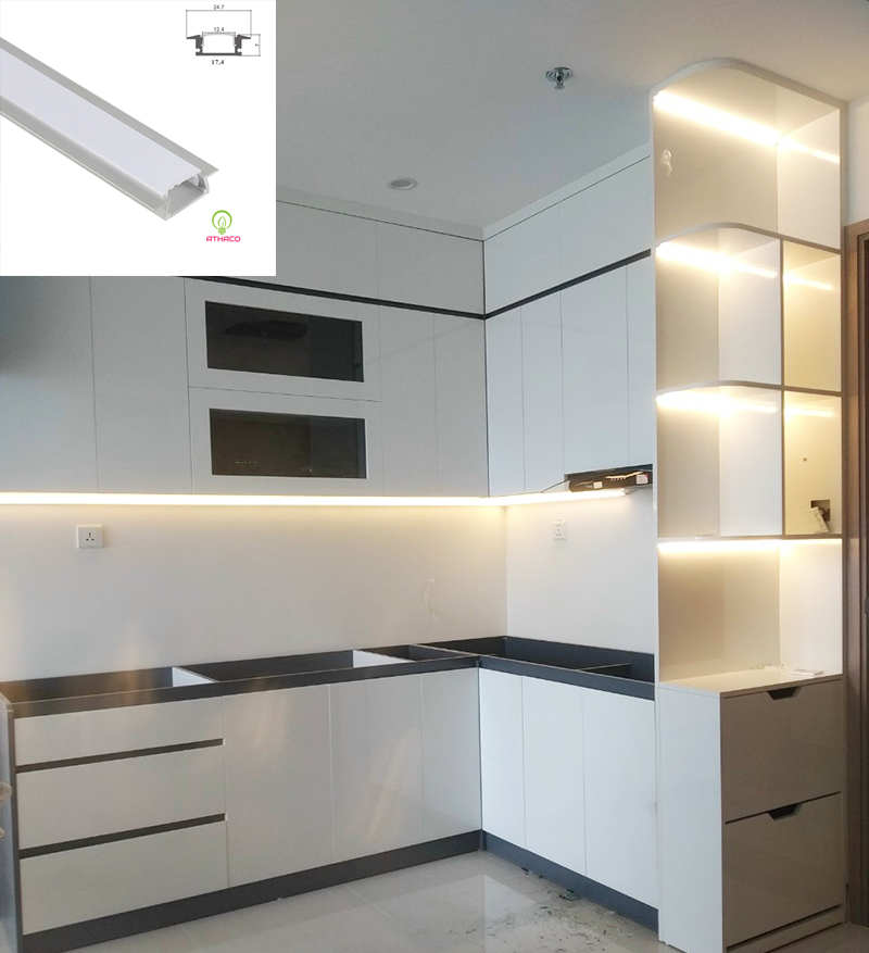 Đèn led thanh nhôm định hình U508 Y lắp âm 