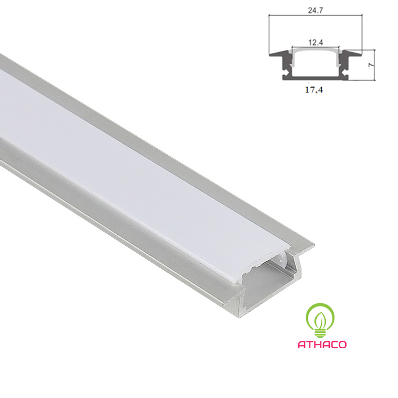 Đèn led thanh nhôm định hình U508 Y lắp âm (Loại dày)