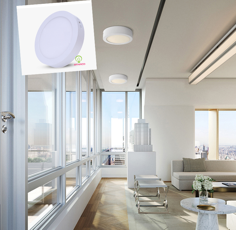 Đèn led ốp trần nổi tròn 12W den op noi tron athaco viet nam gia re ha noi