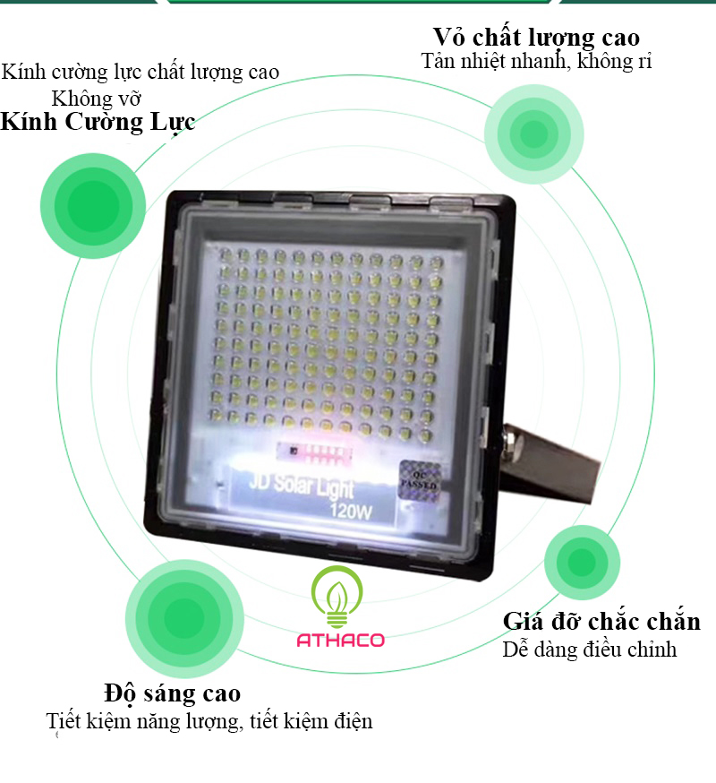 Đèn Pha Năng Lượng Mặt Trời 120W Chống Chói Đèn Pha Năng Lượng Mặt Trời 120W Chống Chói