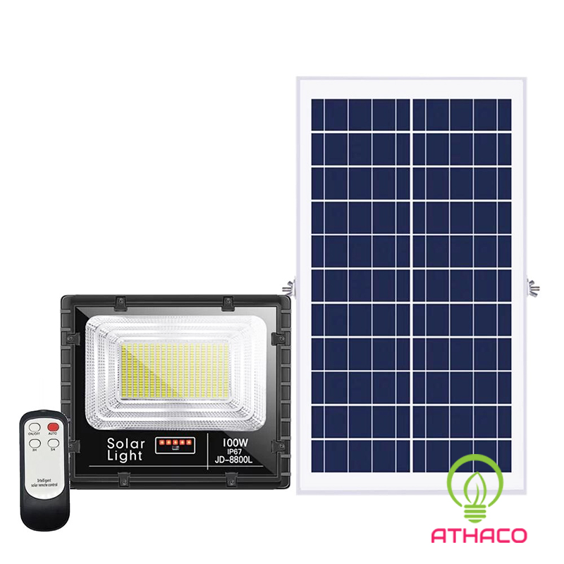Đèn Pha Led Năng Lượng Mặt Trời 100W JD