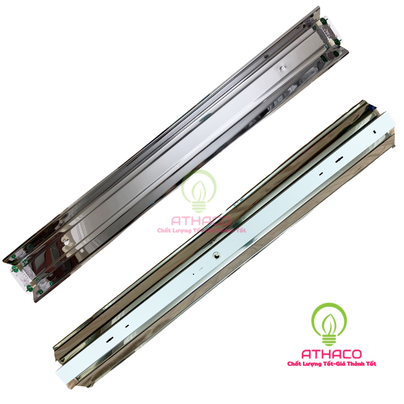 Máng đèn 1M2 đôi chóa  Inox  Led T8