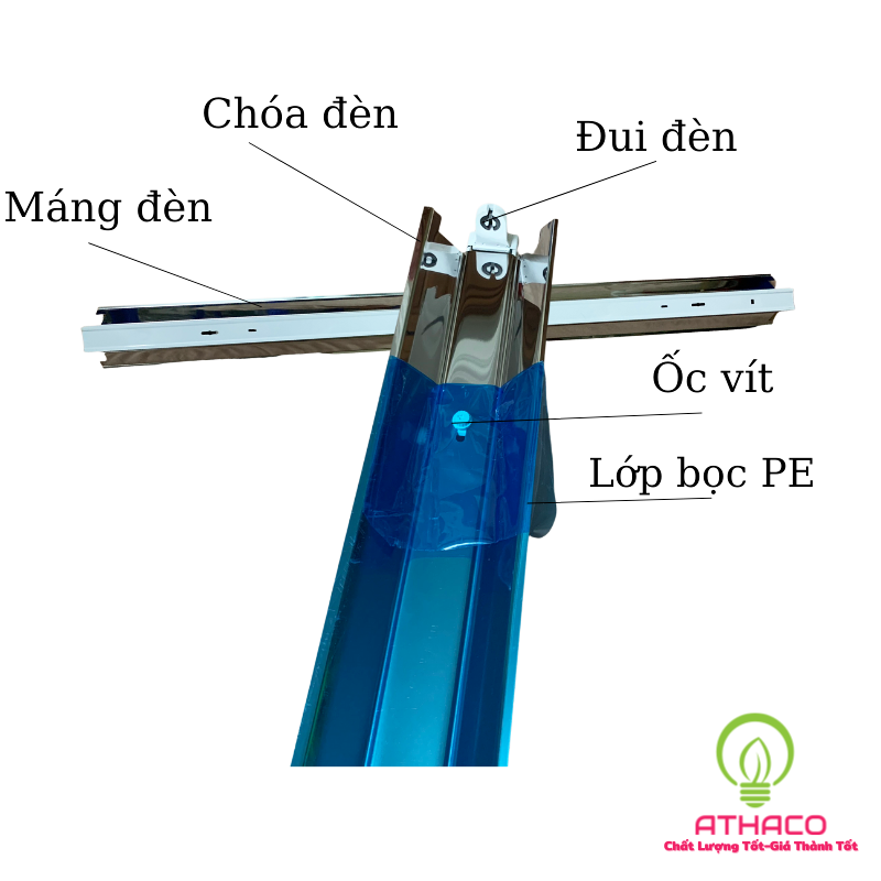 Máng Đèn Led 1M2 Đơn Chóa Inox