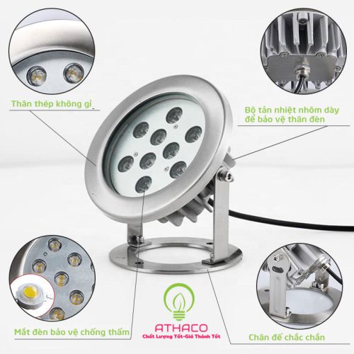 đèn led âm nước đế ngồi